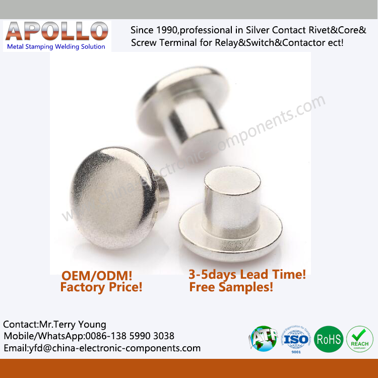 Solid Silver Contact Rivets