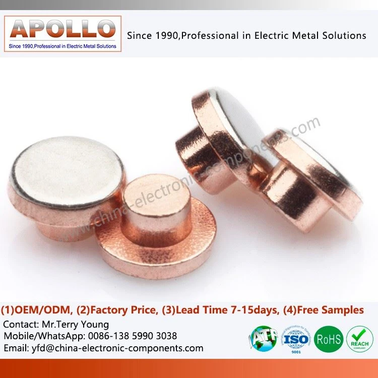 Cu AgSno2 Bimetal Silver Contact Rivets