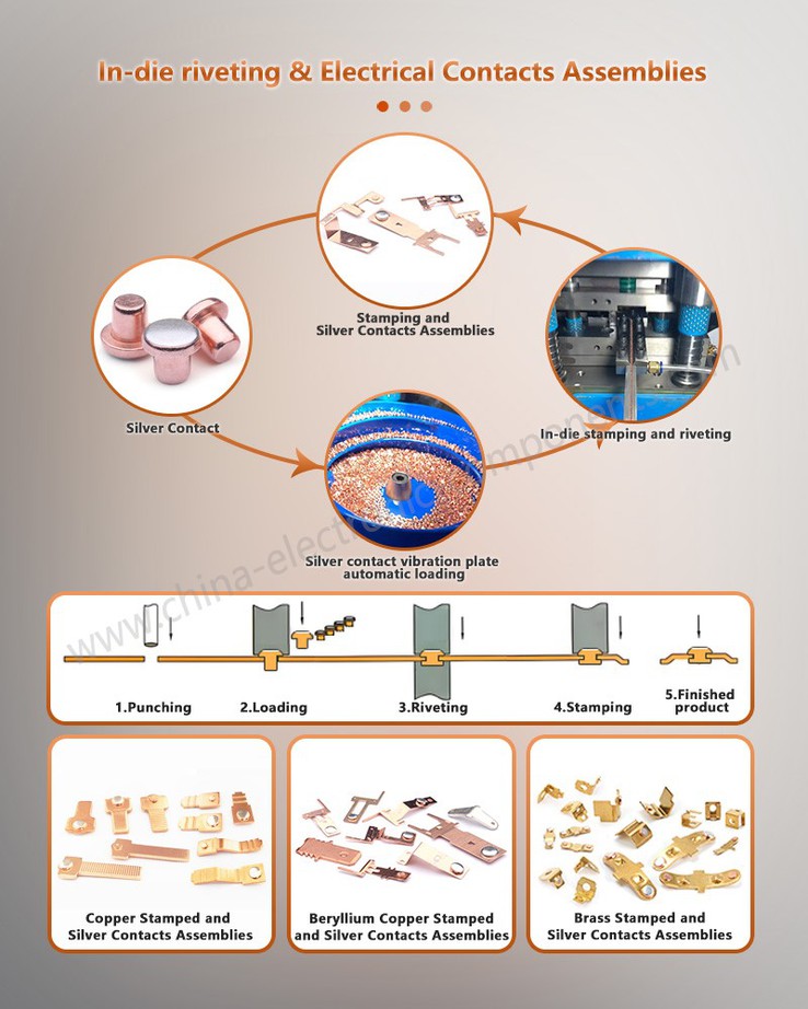 Silver Bimetal Rivet Stamping Part Assemblies Silver Bimetal Rivet Stamping Part Assemblies