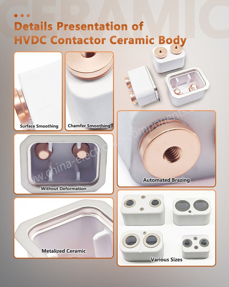 Details Presentation of HVDC Contactor Alumina Metallized Ceramics for Electronic Applications Details Presentation of HVDC Contactor Alumina Metallized Ceramics for Electronic Applications