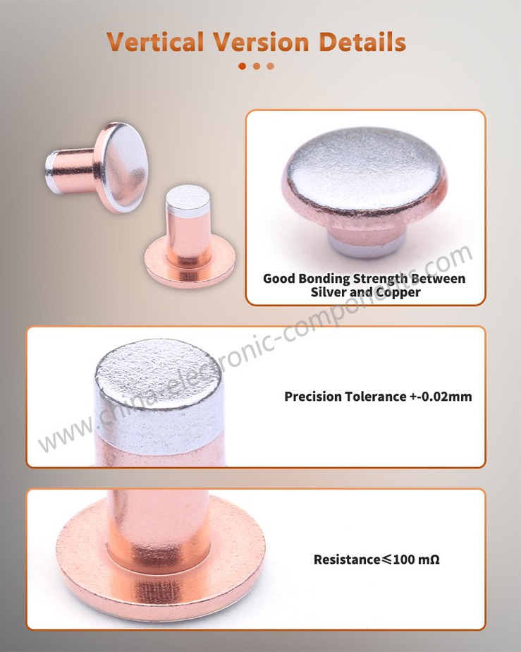 Trimetal Round Copper Electrical Contact Rivet Details Trimetal Round Copper Electrical Contact Rivet Details