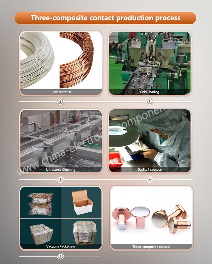 Trimetal Round Copper Electrical Contact Rivet production process Trimetal Round Copper Electrical Contact Rivet production process