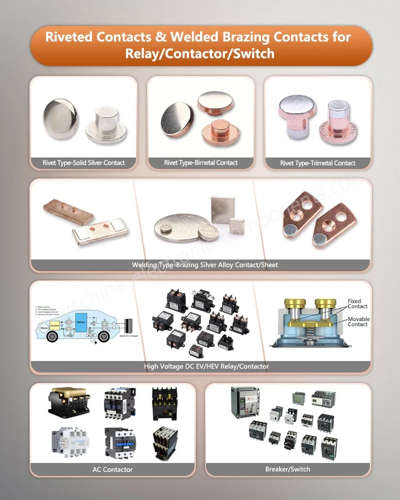 AgSnO2 Based Contacts for Relay/Contactor/Switch AgSnO2 Based Contacts for Relay/Contactor/Switch