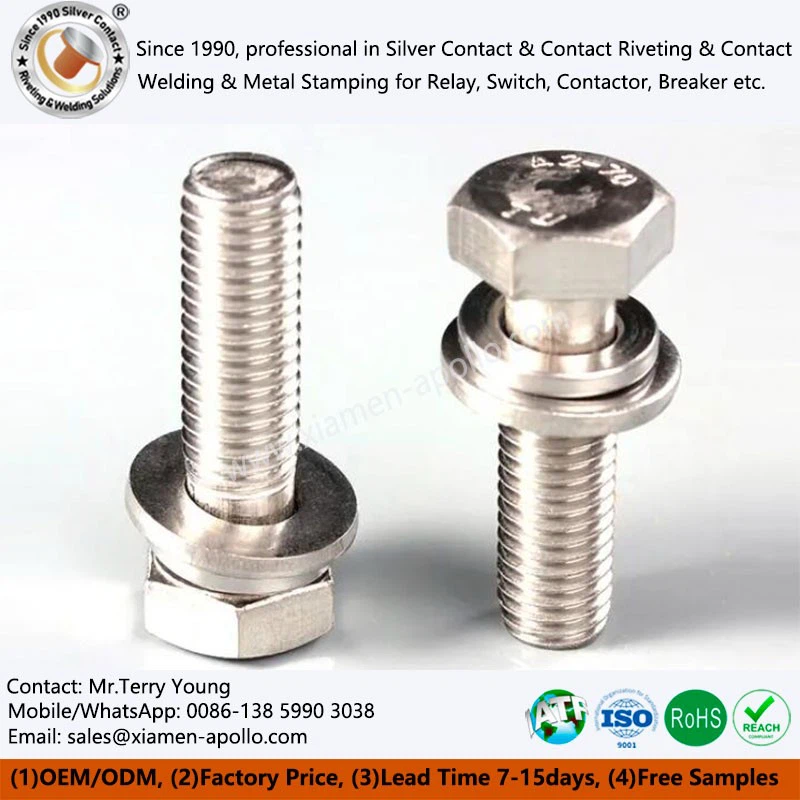 Hexagon Head Machine Screw Metric Thread Flat Spring Lock Washer Bolt 304 Stainless Steel