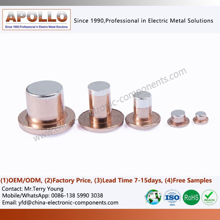Trimetal Round Copper Electrical Contact Rivet